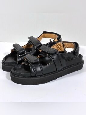 Isabel Marant Madee Platform Leather Sandals Black 41 NEW Flat Summer Designer